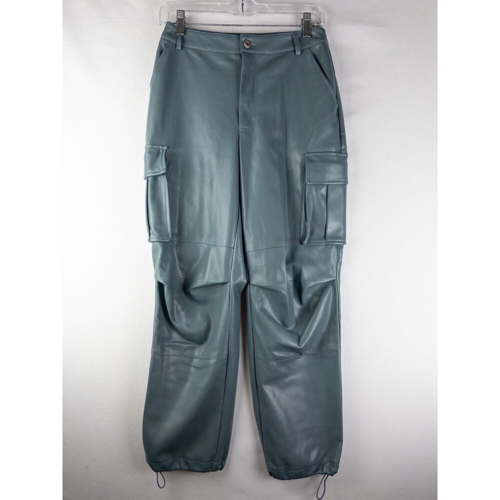 7 For All Man Kind Cargo Pants Womens XS Teal Green Metallic Balloon Drawstring